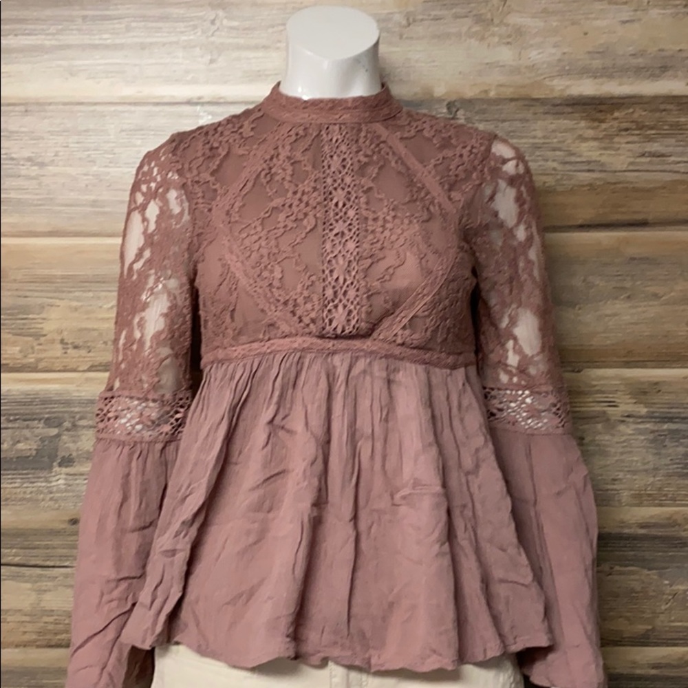 American Eagle Lace Bell Sleeve Blouse